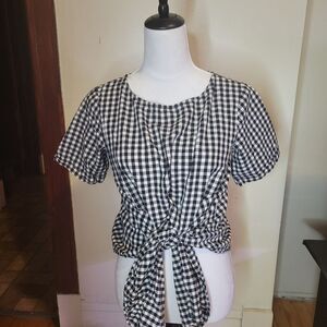 Mod Ref Blouse Top White Black Size Medium